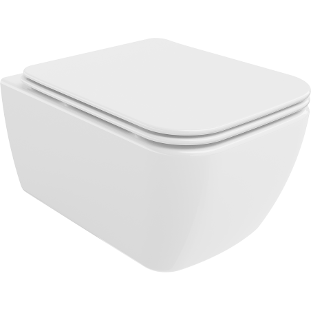Mexen Stella Rimless WC bowl with slim soft-close seat, duroplast, glossy white - 30680900