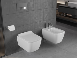 Mexen Stella Rimless toilet bowl with a slim soft close toilet seat, Thermosetting polymer, White - 30680800