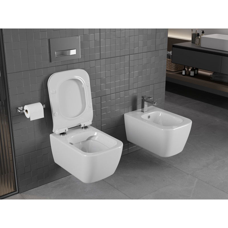 Mexen Stella Rimless WC Bowl with Soft-Close Slim Seat, Duroplast, High Gloss White - 30680800
