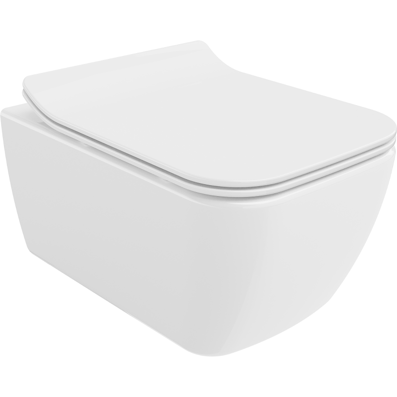 Mexen Stella Rimless WC Bowl with Soft-Close Slim Seat, Duroplast, High Gloss White - 30680800