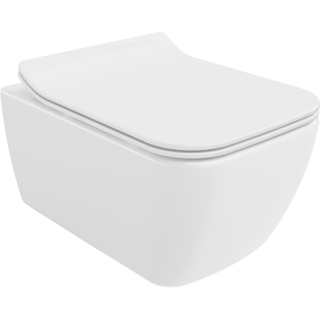 Mexen Stella rimless WC bowl with a soft-close slim seat, duroplast, glossy white - 30680800