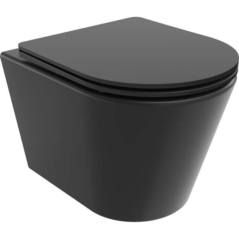 Mexen Rico Rimless WC Bowl with Slim Soft-Close Seat, Duroplast, Matte Black - 30721085
