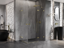 Mexen Lunar Duo Swing Shower Enclosure Right 80 x 75 cm, Transparent, Gold - 834-080P-075L-50-00