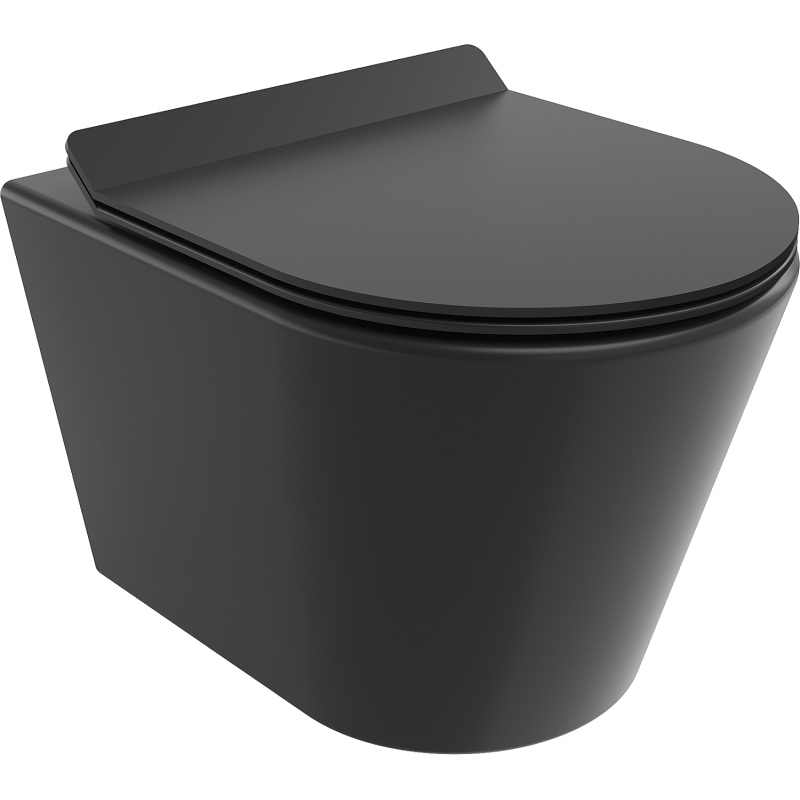 Mexen Rico Rimless WC bowl with slim soft-close seat, duroplast, black matte - 30720185