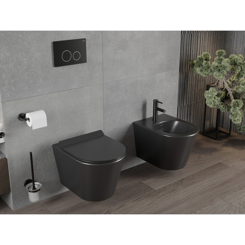 Mexen Rico Rimless WC Bowl with Soft-Close Slim Seat, Duroplast, Matte Black - 30720185
