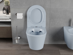 Mexen Rico Rimless toilet bowl with a slim soft close toilet seat, duroplast, Gray blue matt - 30724069