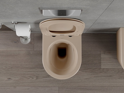 Mexen Rico rimless toilet bowl with soft-closing slim seat, duroplast, matte cappuccino - 30724064