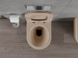 Mexen Rico Rimless WC bowl with slim soft-close seat, duroplast, matte cappuccino - 30724064