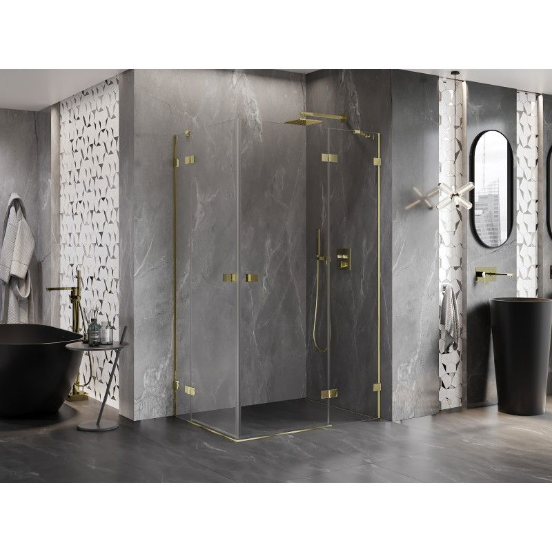 Mexen Lunar Duo shower cabin, right-hinged 90 x 70 cm, transparent, gold - 834-090P-070L-50-00