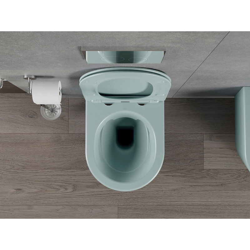 Mexen Rico rimless toilet bowl with slow-close slim seat, duroplast, light green matte - 30724048
