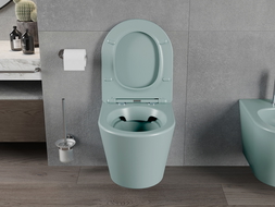 Mexen Rico Rimless toilet bowl with a slim soft close toilet seat, duroplast, Bright green matt - 30724048
