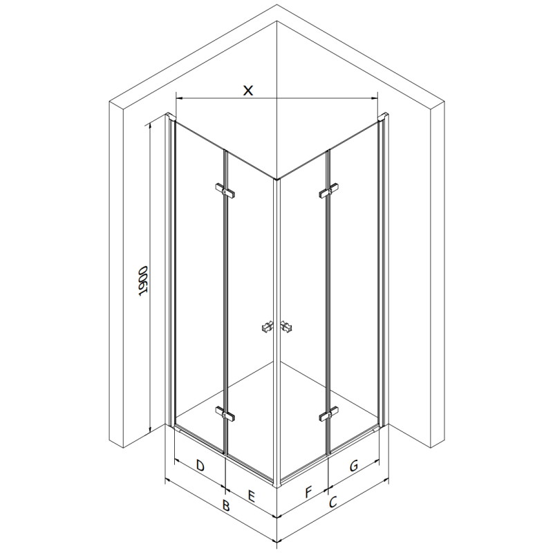 Mexen Lima Duo Folding Shower Cabin 80 x 80 cm, Transparent, Chrome + Flat Tray - 856-080-080-01-02-4010