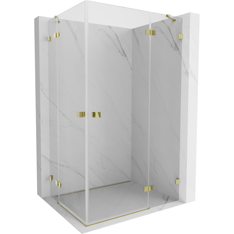 Mexen Lunar Duo Right-Swing Shower Cabin 100 x 75 cm, Transparent, Gold - 834-100P-075L-50-00