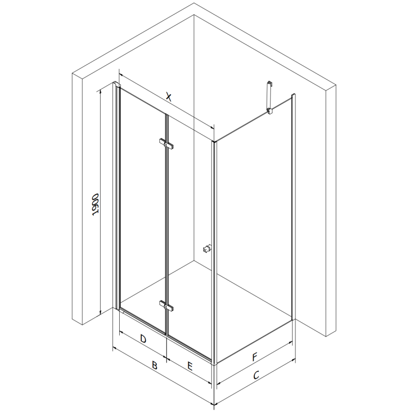Mexen Lima 80 x 80 cm Folding Shower Enclosure, Transparent, Chrome + Flat Tray, Black - 856-080-080-01-00-4070