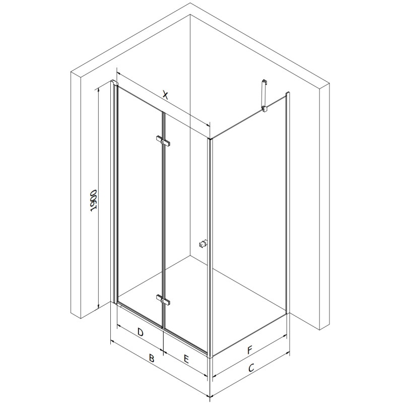 Mexen Lima folding shower cabin 80 x 80 cm, transparent, chrome + Flat tray, black - 856-080-080-01-00-4070