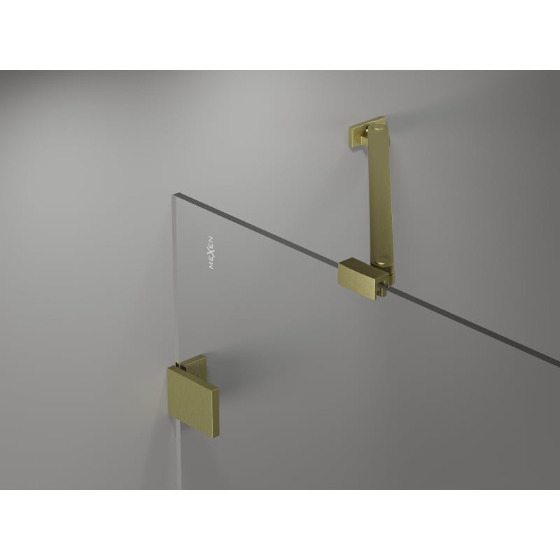 Mexen Lunar Duo Hinged Shower Cabin Right 90 x 75 cm, Transparent, Brushed Gold - 834-090P-075L-55-00