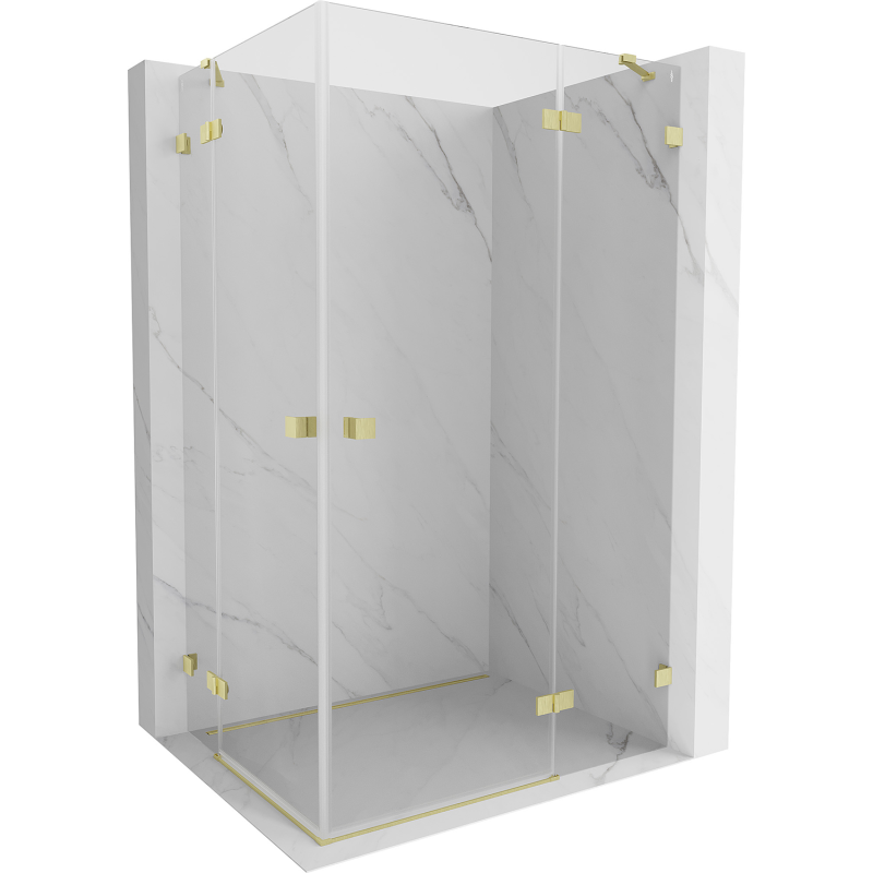 Mexen Lunar Duo Hinged Shower Cabin Right 90 x 75 cm, Transparent, Brushed Gold - 834-090P-075L-55-00