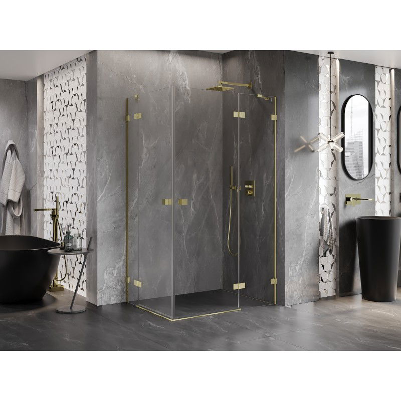 Mexen Lunar Duo Right-Swing Shower Cabin 105 x 75 cm, Transparent, Brushed Gold - 834-105P-075L-55-00