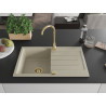 Mexen Bruno granite sink 1-bowl with drainer 795 x 495 mm, beige, gold siphon - 6513791010-69-G