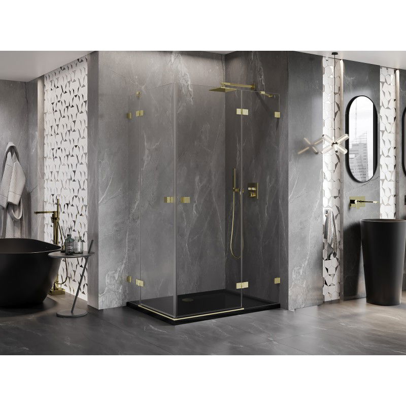 Mexen Lunar Duo shower cabin hinged right 110 x 70 cm, transparent, brushed gold - 834-110P-070L-55-00