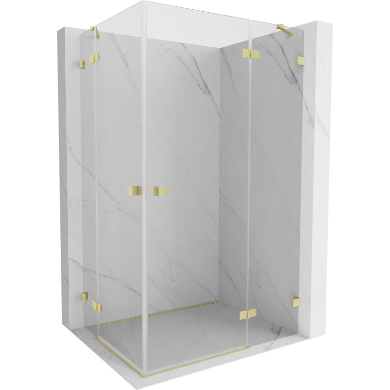 Mexen Lunar Duo Shower Enclosure Pivot Right 110 x 105 cm, Transparent, Brushed Gold - 834-110P-105L-55-00