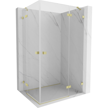 Mexen Lunar Duo Shower Enclosure Pivot Right 110 x 105 cm, Transparent, Brushed Gold - 834-110P-105L-55-00
