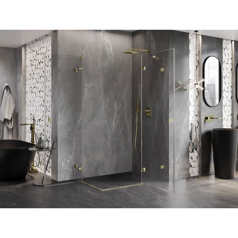 Mexen Lunar Duo swing shower cabin right 115 x 100 cm, transparent, brushed gold - 834-115P-100L-55-00