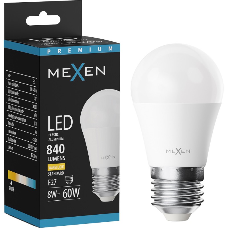 Mexen Nova LED Bulb E27, G45, 8W, Warm - 3000K, 840 lm - L101-E27-0830-01