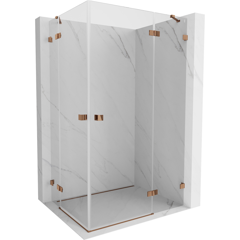 Mexen Lunar Duo shower enclosure right-hinged 80 x 75 cm, transparent, rose gold - 834-080P-075L-60-00