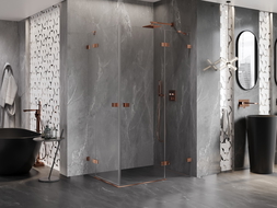 Mexen Lunar Duo shower cabin hinged right 90 x 70 cm, transparent, rose gold - 834-090P-070L-60-00