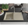 Mexen Bruno 1-bowl granite sink with drainer 795 x 495 mm, beige, chrome siphon - 6513791010-69