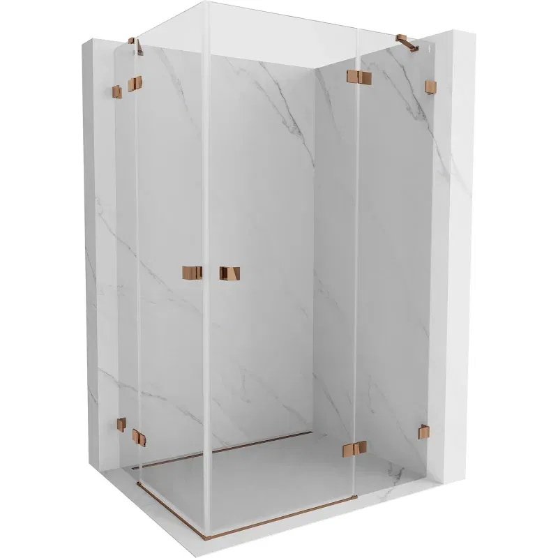 Mexen Lunar Duo Right-Swinging Shower Enclosure 100 x 70 cm, Transparent, Rose Gold - 834-100P-070L-60-00