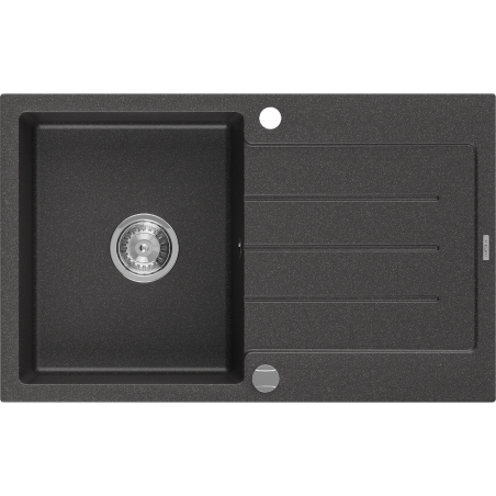 Mexen Bruno 1-compartment granite sink with a drip tray 795 x 495 mm, Spotted black - 6513791010-76