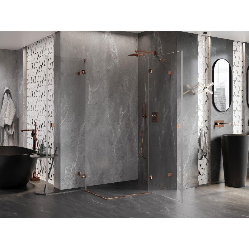 Mexen Lunar Duo Hinged Shower Cabin Right 105 x 75 cm, Transparent, Rose Gold - 834-105P-075L-60-00