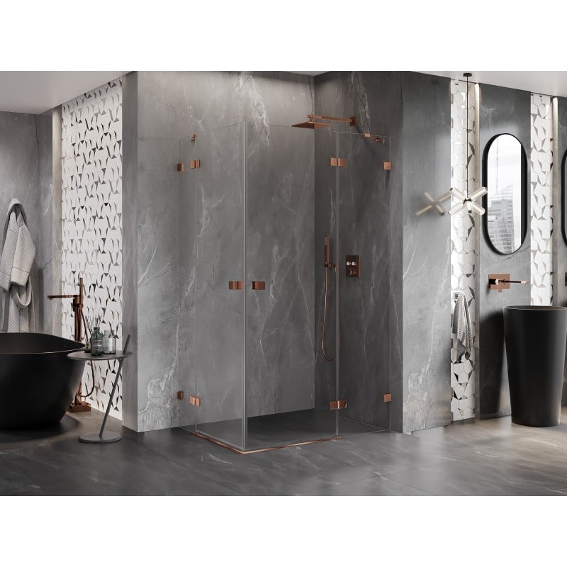 Mexen Lunar Duo Shower Enclosure Right Hinged 105 x 95 cm, Transparent, Rose Gold - 834-105P-095L-60-00