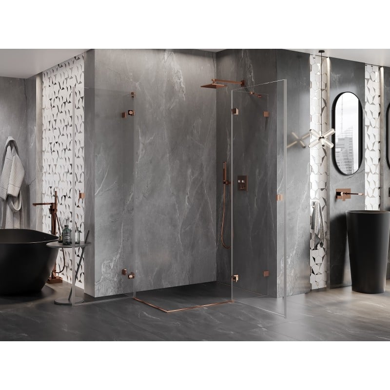 Mexen Lunar Duo Shower Enclosure Right Hinged 105 x 95 cm, Transparent, Rose Gold - 834-105P-095L-60-00