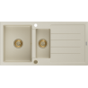 Mexen Andres 1.5-compartment granite sink with a drip tray 1000 x 500 mm, Beige, siphon Gold - 6515101510-69-G