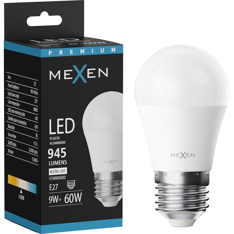 Mexen Nova LED Bulb E27, G45, 9W, Neutral - 4000K, 945 lm - L101-E27-0940-01