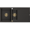 Mexen Andres 1.5-compartment granite sink with a drip tray 1000 x 500 mm Black/Gold metallic, siphon Gold - 6515101510-75-G