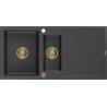 Mexen Andres 1.5-compartment granite sink with a drip tray 1000 x 500 mm spotted black, siphon Gold - 6515101510-76-G