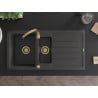 Mexen Andres 1.5-compartment granite sink with a drip tray 1000 x 500 mm spotted black, siphon Gold - 6515101510-76-G