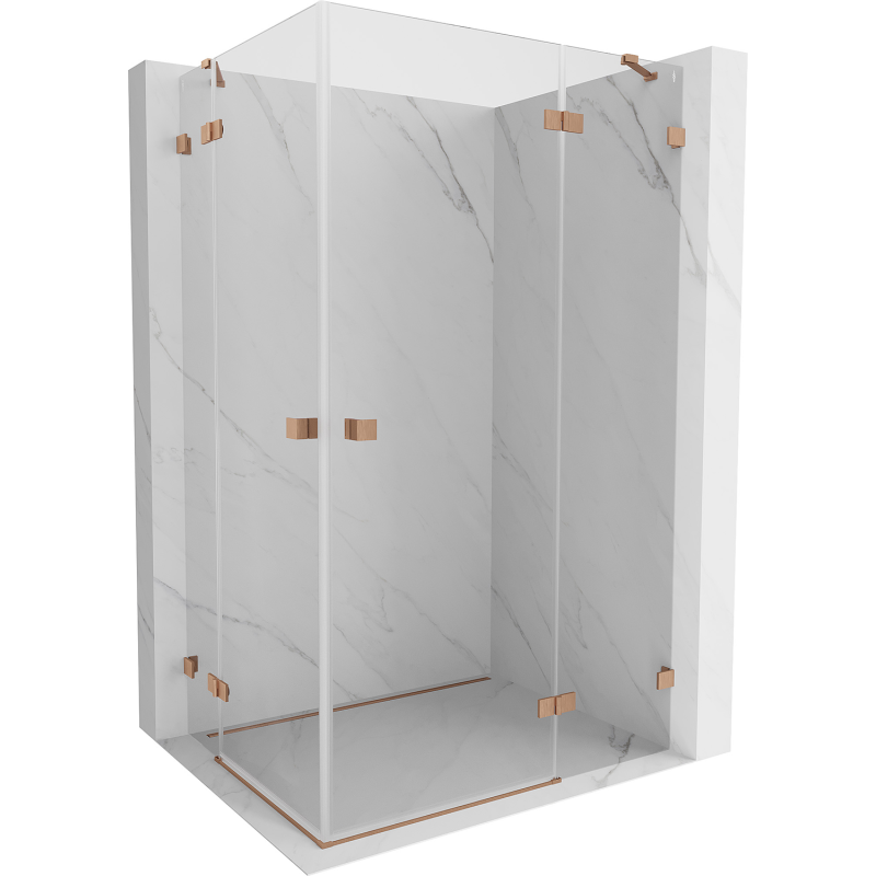 Mexen Lunar Duo Shower Enclosure Right Hinged 85 x 80 cm, Transparent, Brushed Copper - 834-085P-080L-65-00