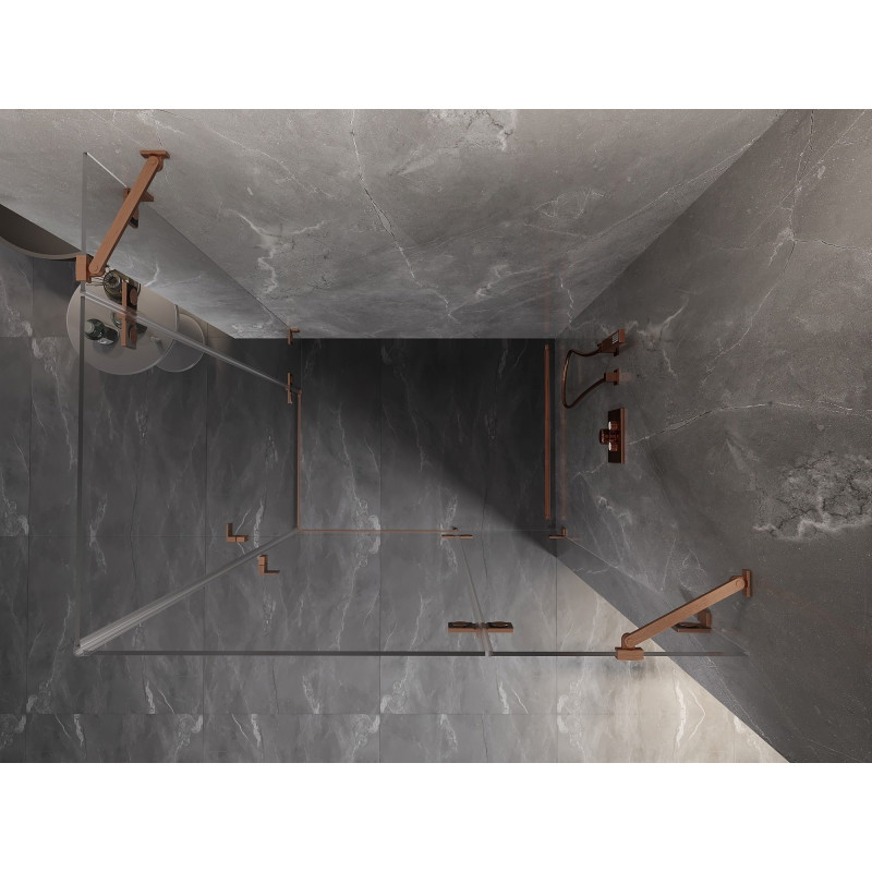 Mexen Lunar Duo Right-Hinged Shower Cabin 90 x 70 cm, Transparent, Brushed Copper - 834-090P-070L-65-00
