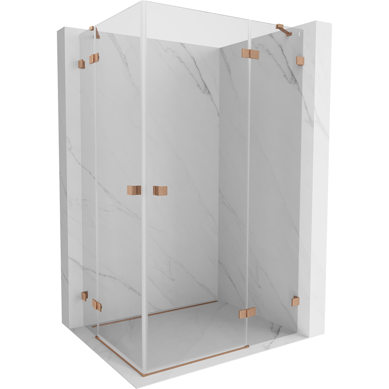 Mexen Lunar Duo right-hinged shower cabin 115 x 75 cm, transparent, brushed copper - 834-115P-075L-65-00