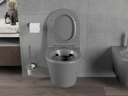 Mexen Rico Rimless WC Bowl with Slim Soft-Close Seat, Duroplast, Dark Gray Matte - 30724071