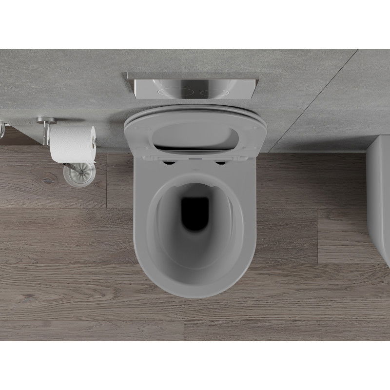 Mexen Rico Rimless WC Bowl with Slim Soft-Close Seat, Duroplast, Light Grey Matte - 30724061