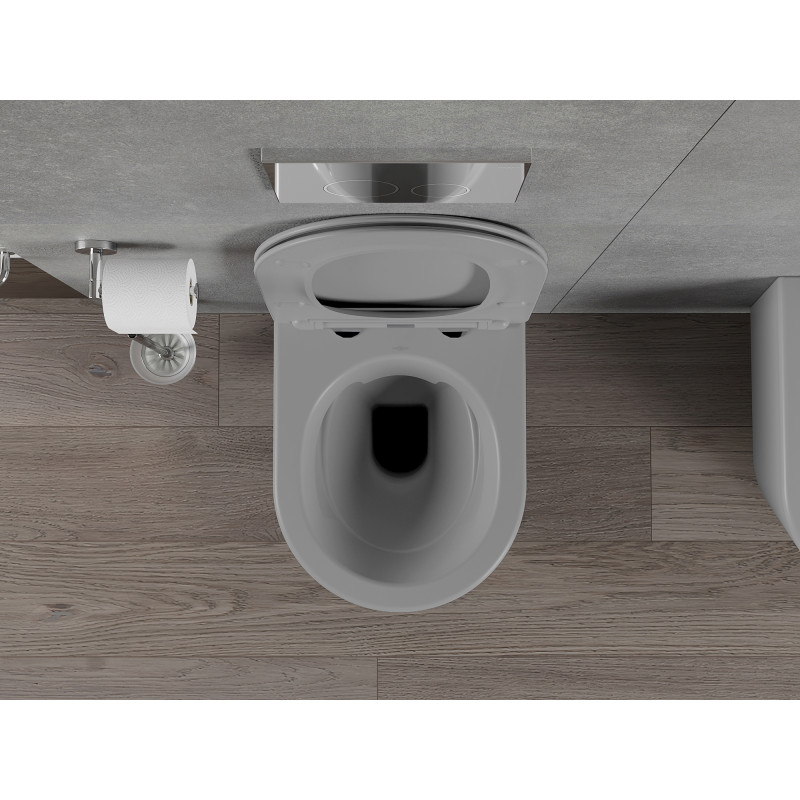 Mexen Rico WC bowl Rimless with soft-close slim seat, duroplast, light gray matte - 30724061
