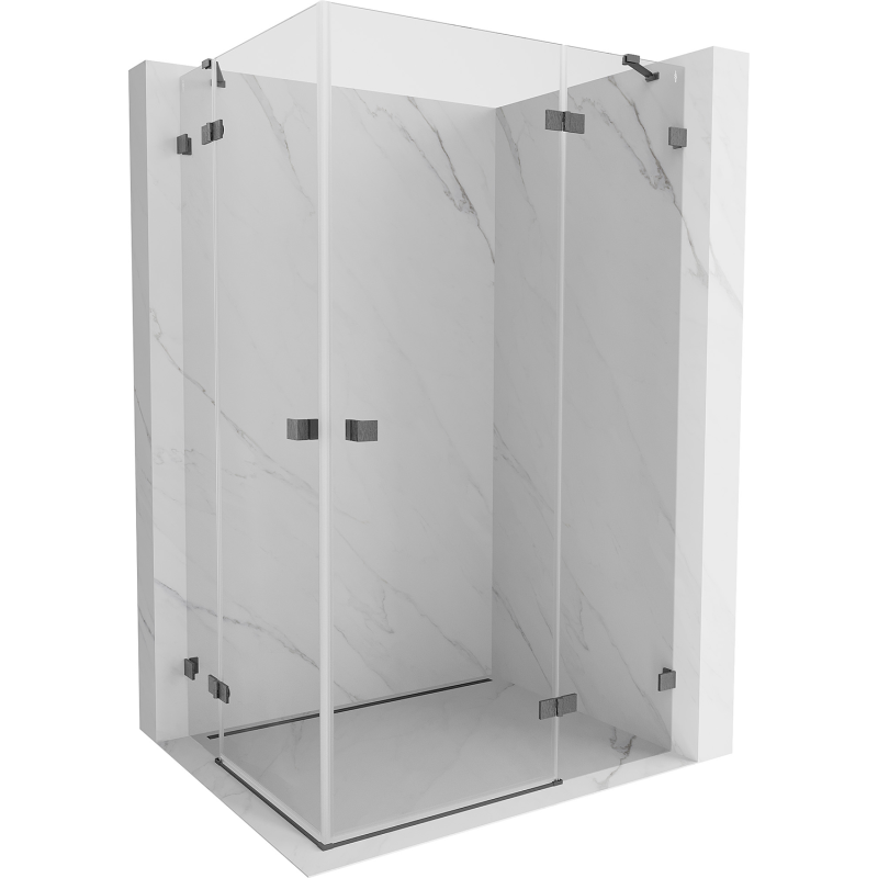 Mexen Lunar Duo right-hinged shower cabin 85 x 80 cm, transparent, brushed gun gray - 834-085P-080L-66-00