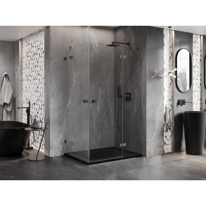 Mexen Lunar Duo Shower Enclosure Swing Right 95 x 90 cm, Transparent, Brushed Gun Gray - 834-095P-090L-66-00