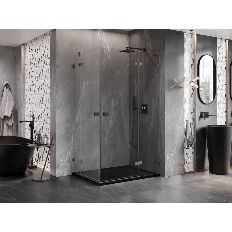 Mexen Lunar Duo right-hinged shower cabin 100 x 75 cm, transparent, brushed gun gray - 834-100P-075L-66-00